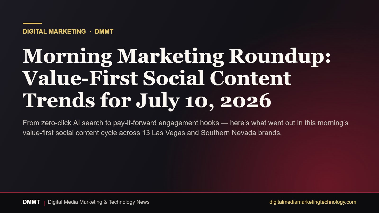 Editorial graphic: Morning Marketing Roundup: Value-First Social Content Trends for July 10, 2026